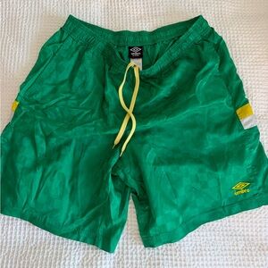 Umbro Green Shorts with Yellow Accents